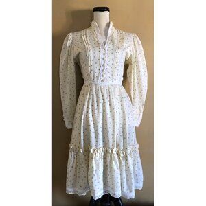 Gunne Sax home made vintage 1970s victorian prairie midi dress